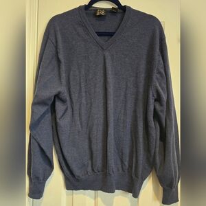 Jos. A. Bank 100% Merino Wool Pullover Sweater Mens XL Blue V Neck Long Sleeve
